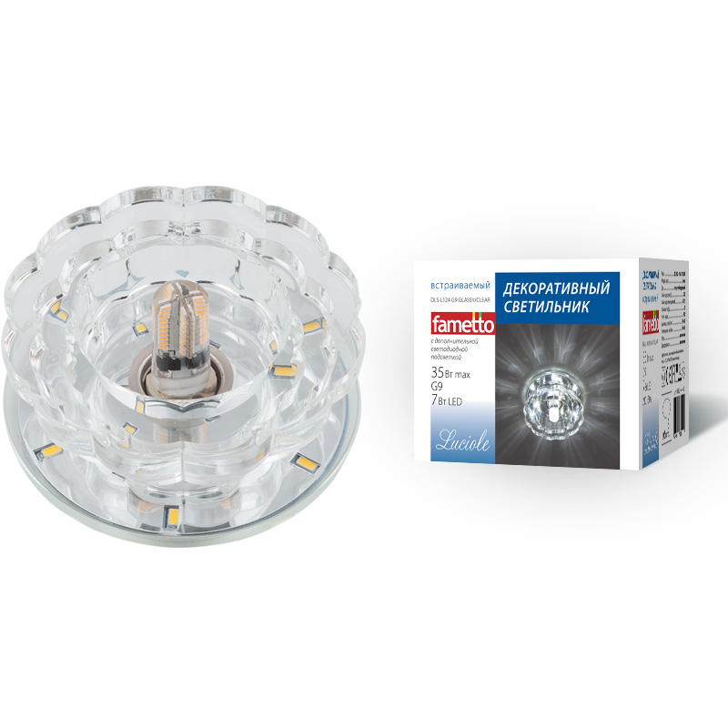 DLS-F124 G4 GLASSY/CLEAR Светильник декоративный встраиваемый ТМ Fametto DLS-F124 G4 GLASSY/CLEAR Светильник декоративный встраиваемый ТМ Fametto