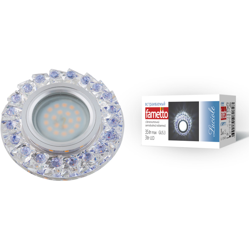 DLS-L120 GU5.3 CHROME/CLEAR+PURPLE Светильник декоративный встраиваемый, серия Luciole. Без лампы, G DLS-L120 GU5.3 CHROME/CLEAR+PURPLE Светильник декоративный встраиваемый, серия Luciole. Без лампы, G