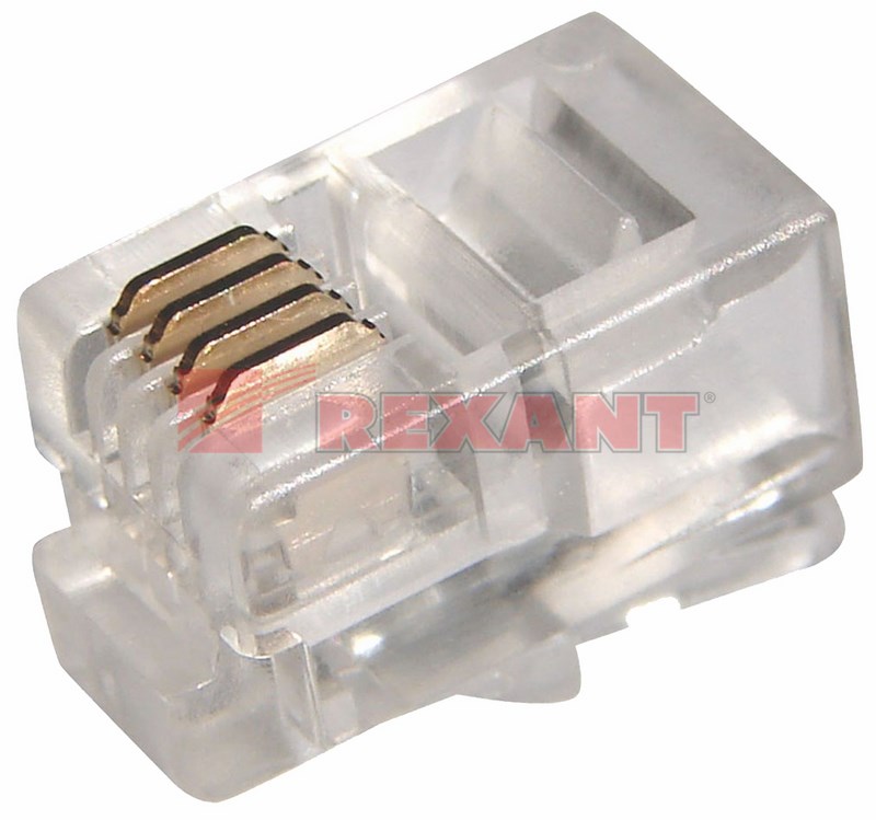 Разъем телефонный UTP, RJ-9 (4P4C), CAT 3 REXANT Разъем телефонный UTP, RJ-9 (4P4C), CAT 3 REXANT
