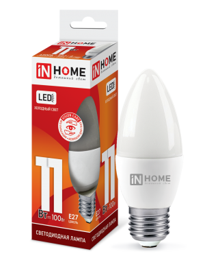 Лампа светодиодная LED-СВЕЧА-VC 11Вт 230В Е27 6500К 1050Лм IN HOME